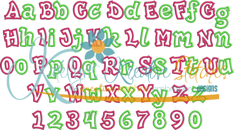 Fun and Funky Applique Font 2 - 5 Sizes